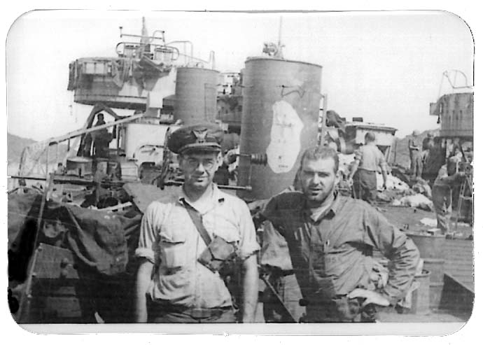 Two Friends.jpg - "Two Friends" after the Kamikaze attactEns Melvin Krumm (R) and Lt (jg) Lowell B. Frye (L) (Karl Krumm family photos)